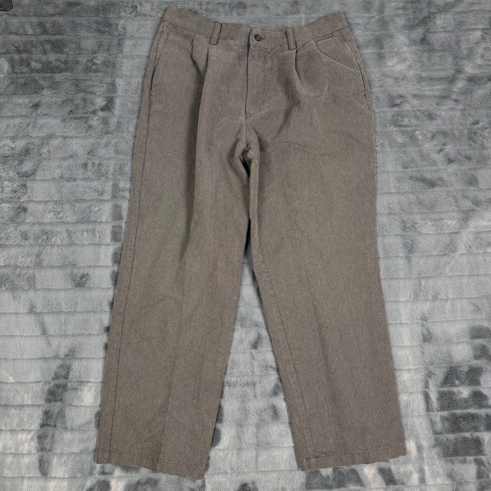 Dockers Individual Fit Mens 34x30 Grey Pleated Classic Fit Trousers Chinos